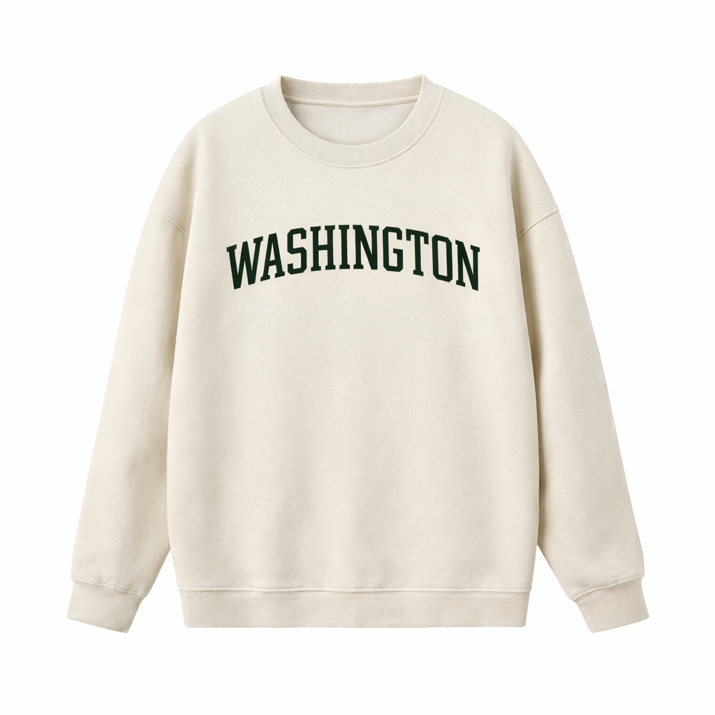 Collection 1 Washington Essential Heavyweight Crewneck Sweatshirt - Cream front