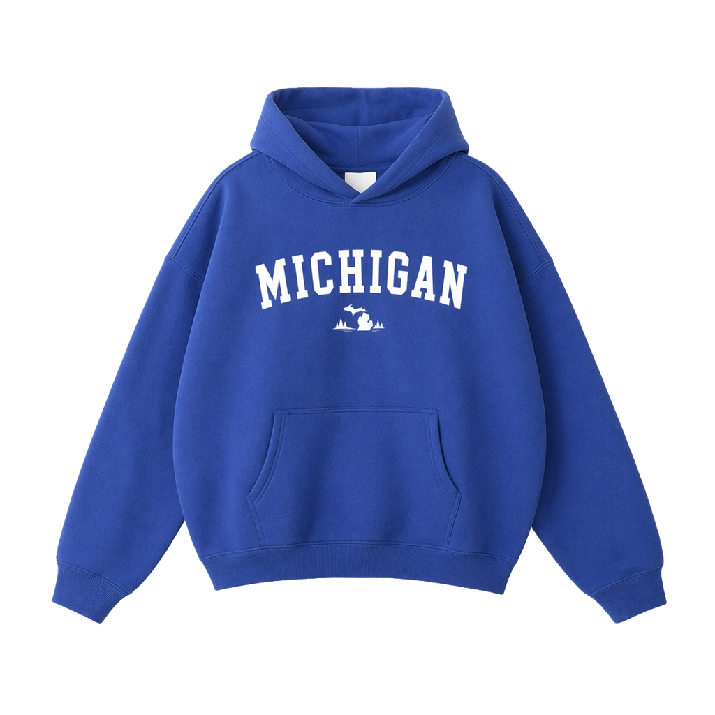 Collection 9 Michigan Oversize Fleeced Hoodie - Klein Blue front