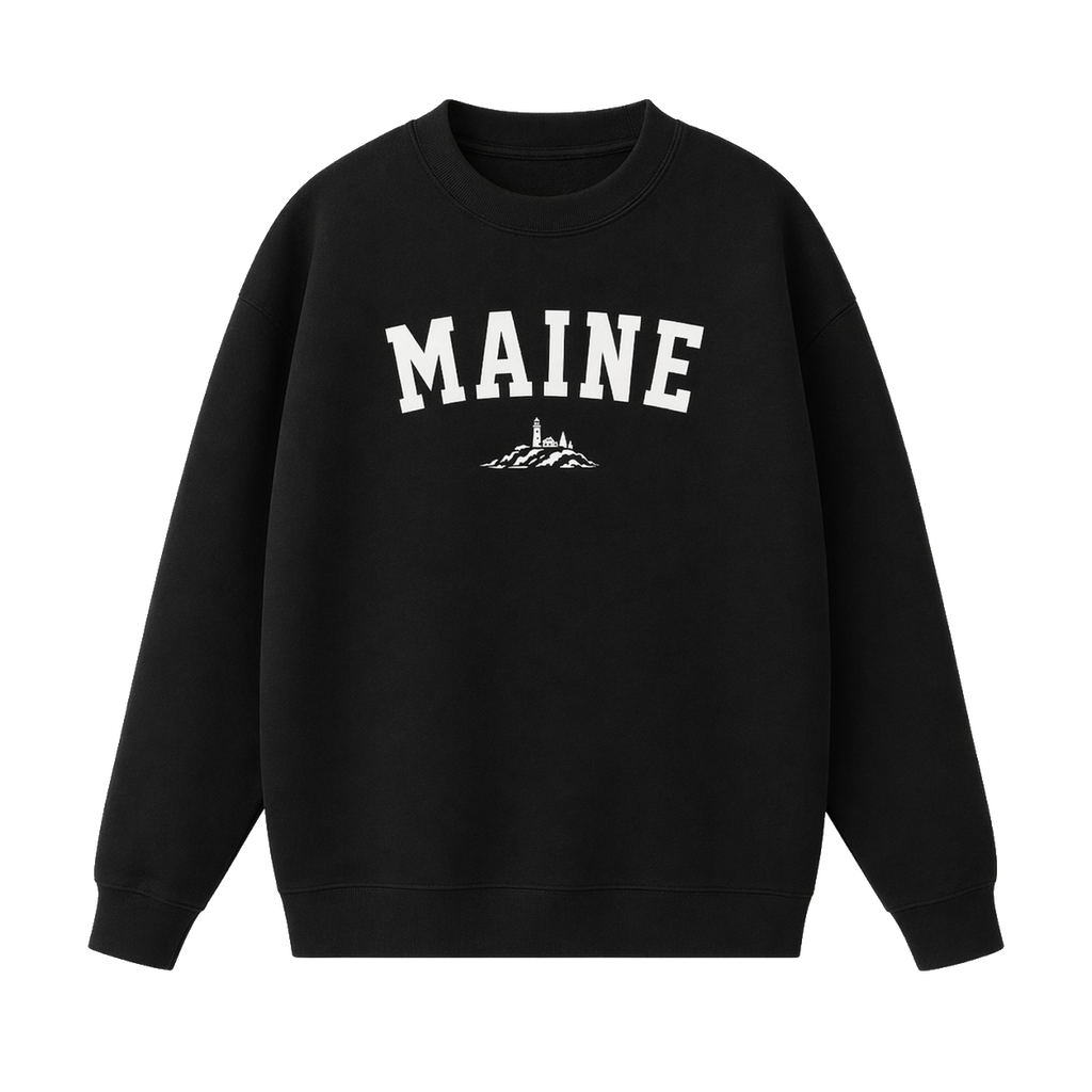 Collection 9 Maine Essential Heavyweight Crewneck Sweatshirt - Black front