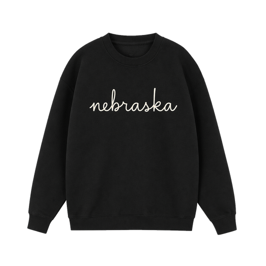 Collection 3 Nebraska Essential Heavyweight Crewneck Sweatshirt - Black front