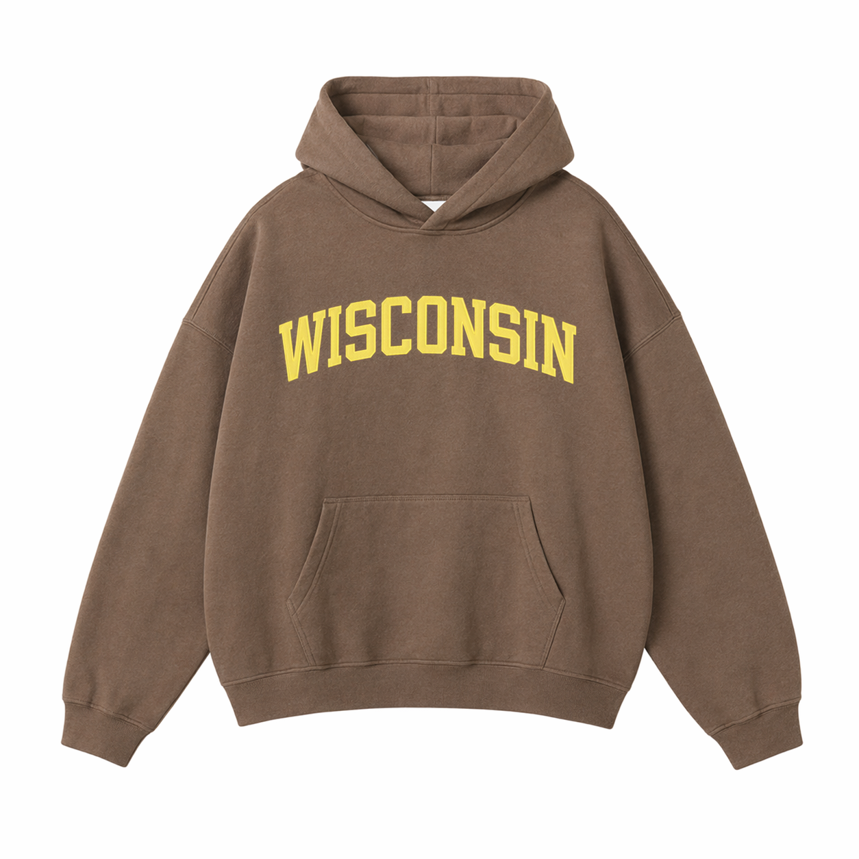 Collection 1 Wisconsin Oversize Fleeced Hoodie - Brown front