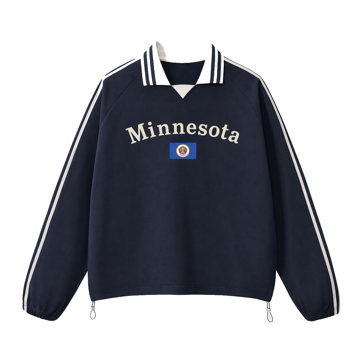 Collection 6 Minnesota Contrast Striped Lapel Collar Sweatshirt - Royal Blue front
