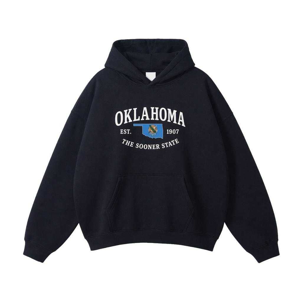 Collection 8 Oklahoma Oversize Fleeced Hoodie - Black front