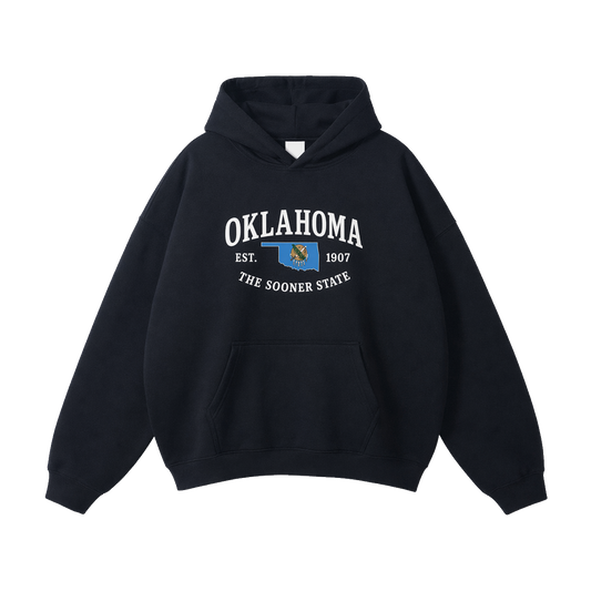 Collection 8 Oklahoma Oversize Fleeced Hoodie - Black front