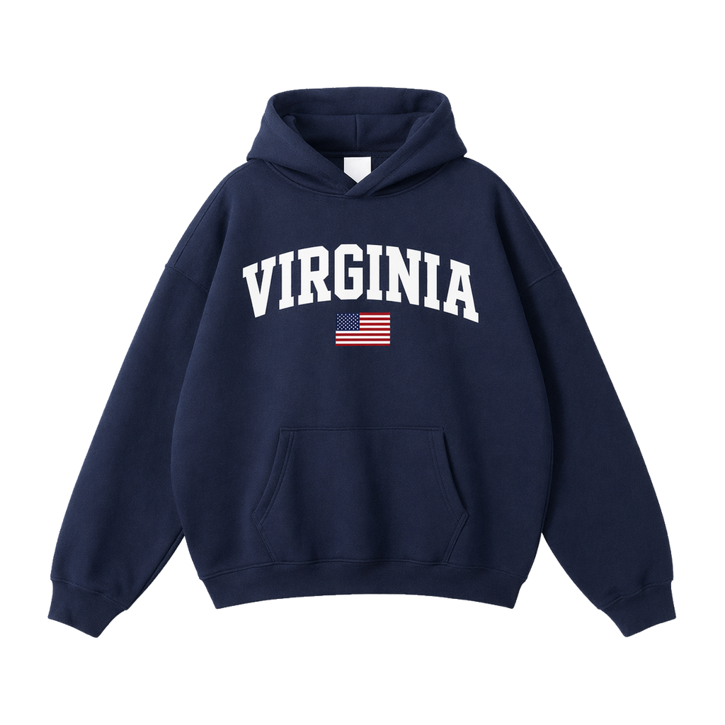 Collection 2 Virginia Oversize Fleeced Hoodie - Navy Blue front