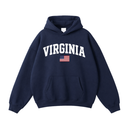 Collection 2 Virginia Oversize Fleeced Hoodie - Navy Blue front