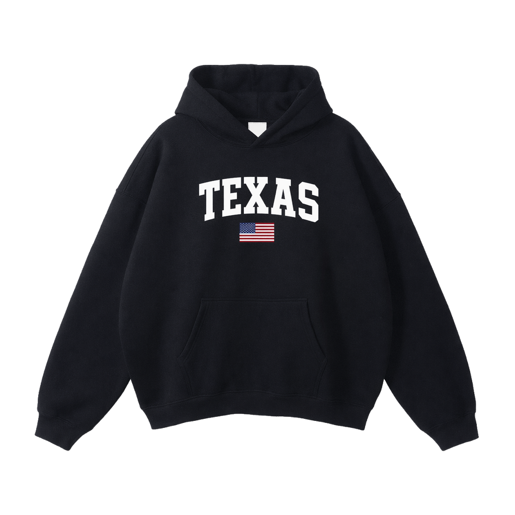 Collection 2 Texas Oversize Fleeced Hoodie - Black front