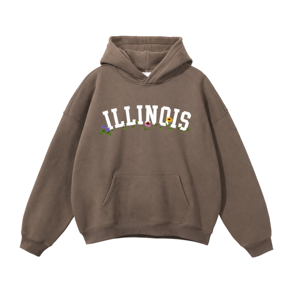 Collection 10 Illinois Oversize Fleeced Hoodie - Brown front