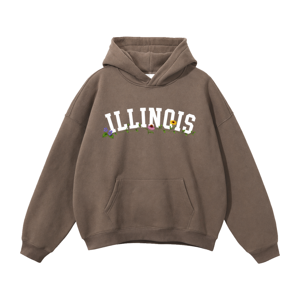 Collection 10 Illinois Oversize Fleeced Hoodie - Brown front