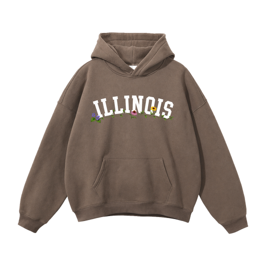 Collection 10 Illinois Oversize Fleeced Hoodie - Brown front