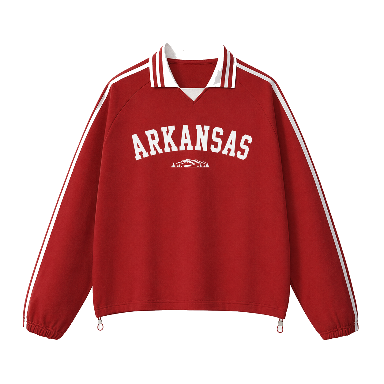 Collection 9 Arkansas Contrast Striped Lapel Collar Sweatshirt - Red front