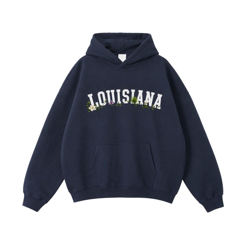 Collection 10 Louisiana Oversize Fleeced Hoodie - Navy Blue front