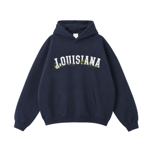 Collection 10 Louisiana Oversize Fleeced Hoodie - Navy Blue front