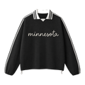 Collection 3 Minnesota Contrast Striped Lapel Collar Sweatshirt - Black front