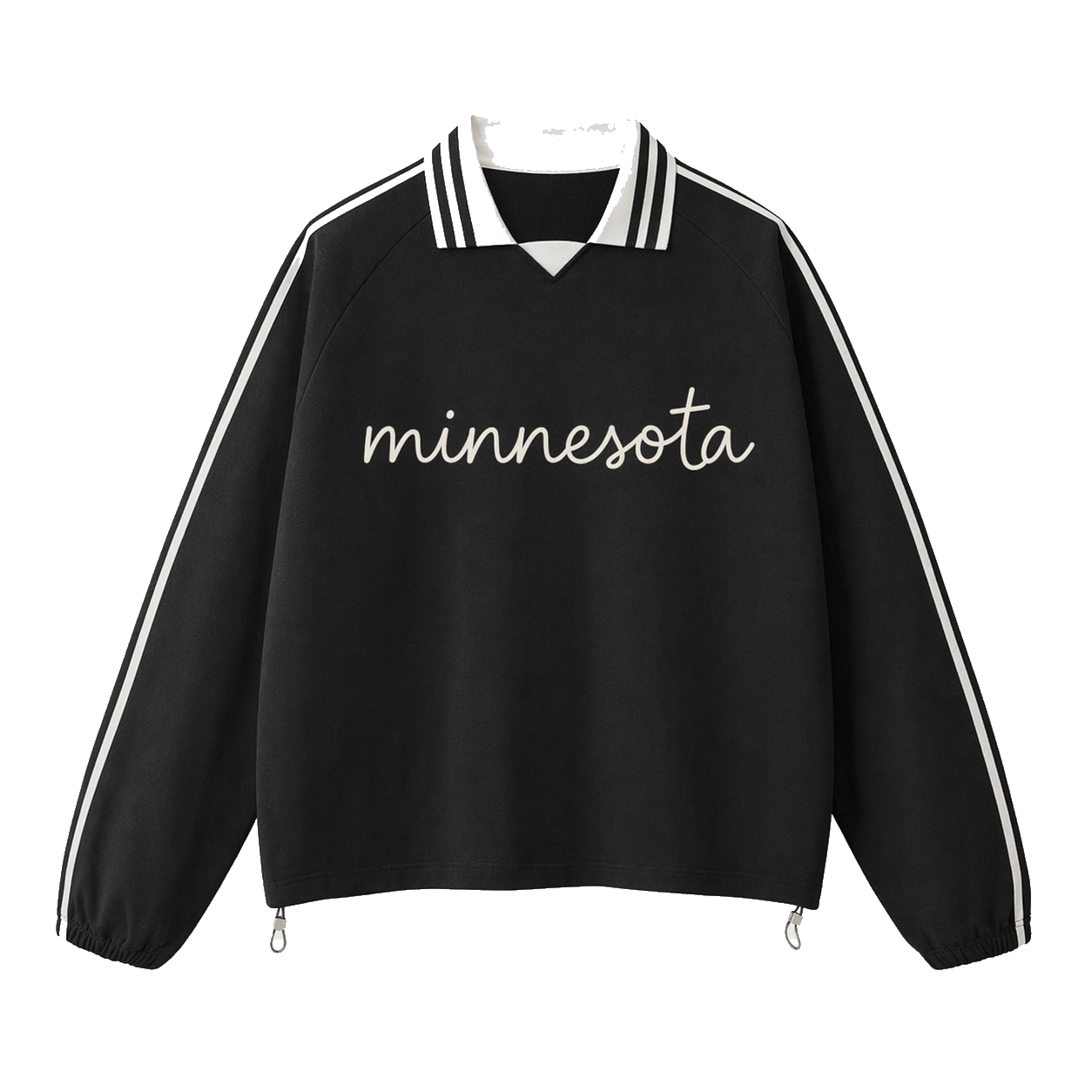 Collection 3 Minnesota Contrast Striped Lapel Collar Sweatshirt - Black front