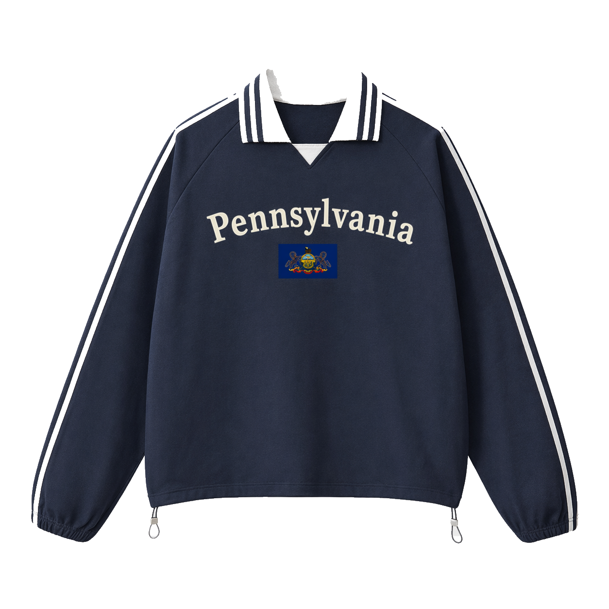 Collection 6 Pennsylvania Contrast Striped Lapel Collar Sweatshirt - Royal Blue front