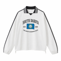 Collection 8 South Dakota Contrast Striped Lapel Collar Sweatshirt - White front