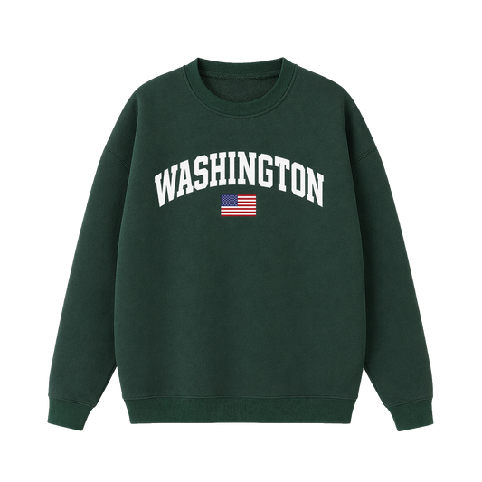 Collection 2 Washington Essential Heavyweight Crewneck Sweatshirt - Dark Green front
