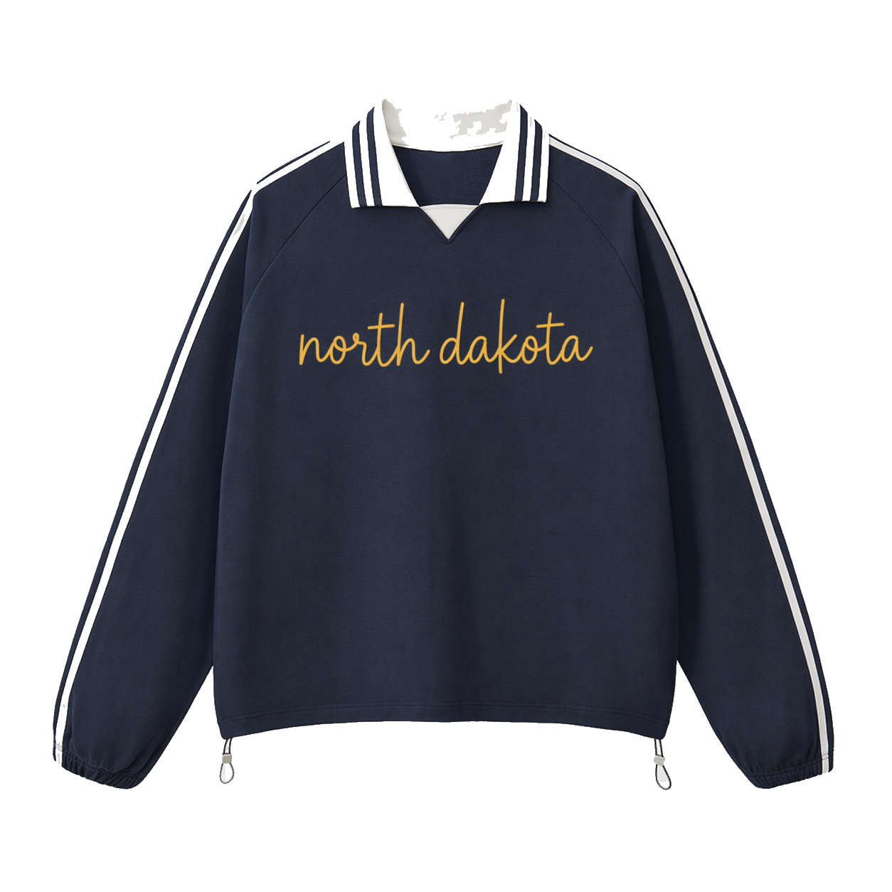 Collection 3 North Dakota Contrast Striped Lapel Collar Sweatshirt - Royal Blue front