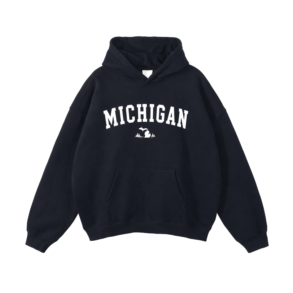 Collection 9 Michigan Oversize Fleeced Hoodie - Black front