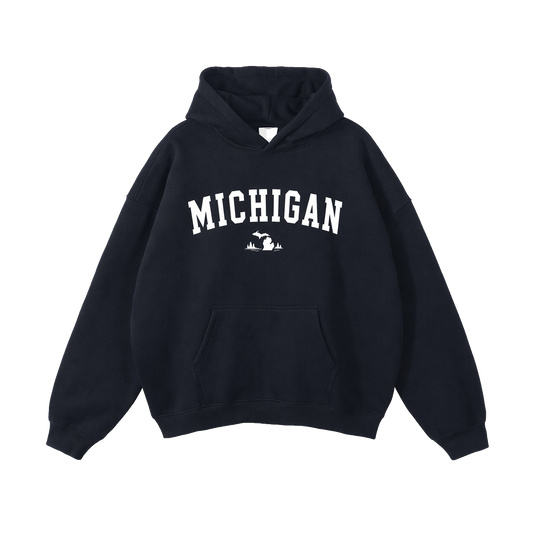 Collection 9 Michigan Oversize Fleeced Hoodie - Black front