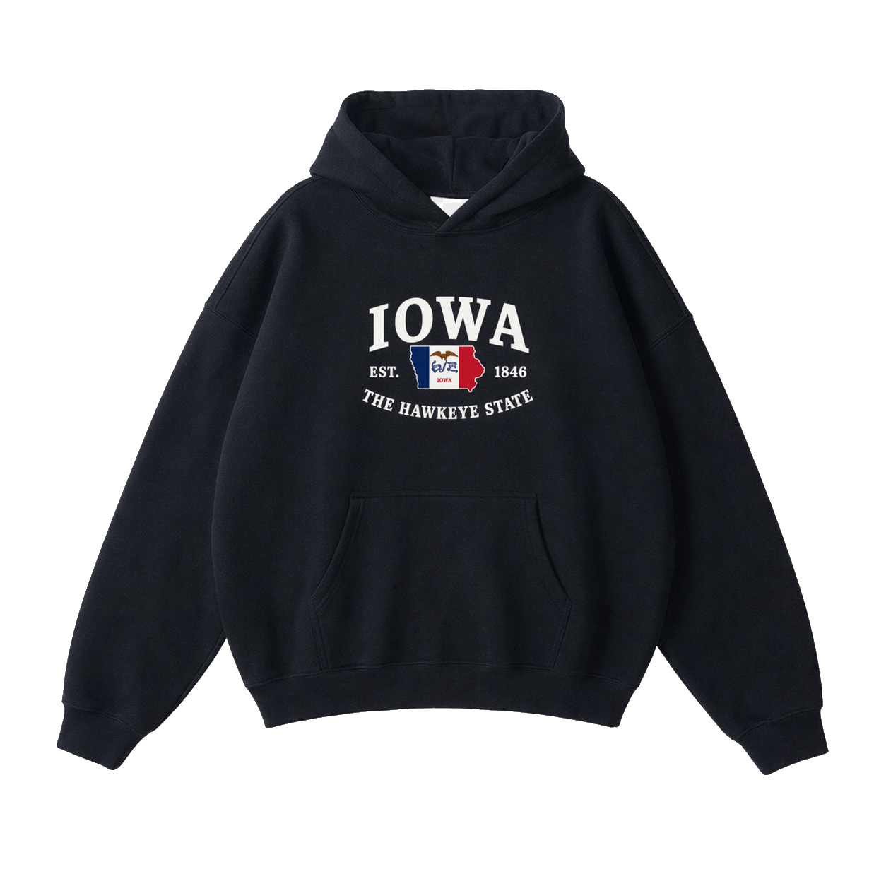 Collection 8 Iowa Oversize Fleeced Hoodie - Black front