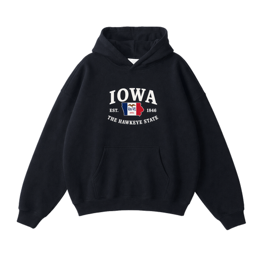 Collection 8 Iowa Oversize Fleeced Hoodie - Black front