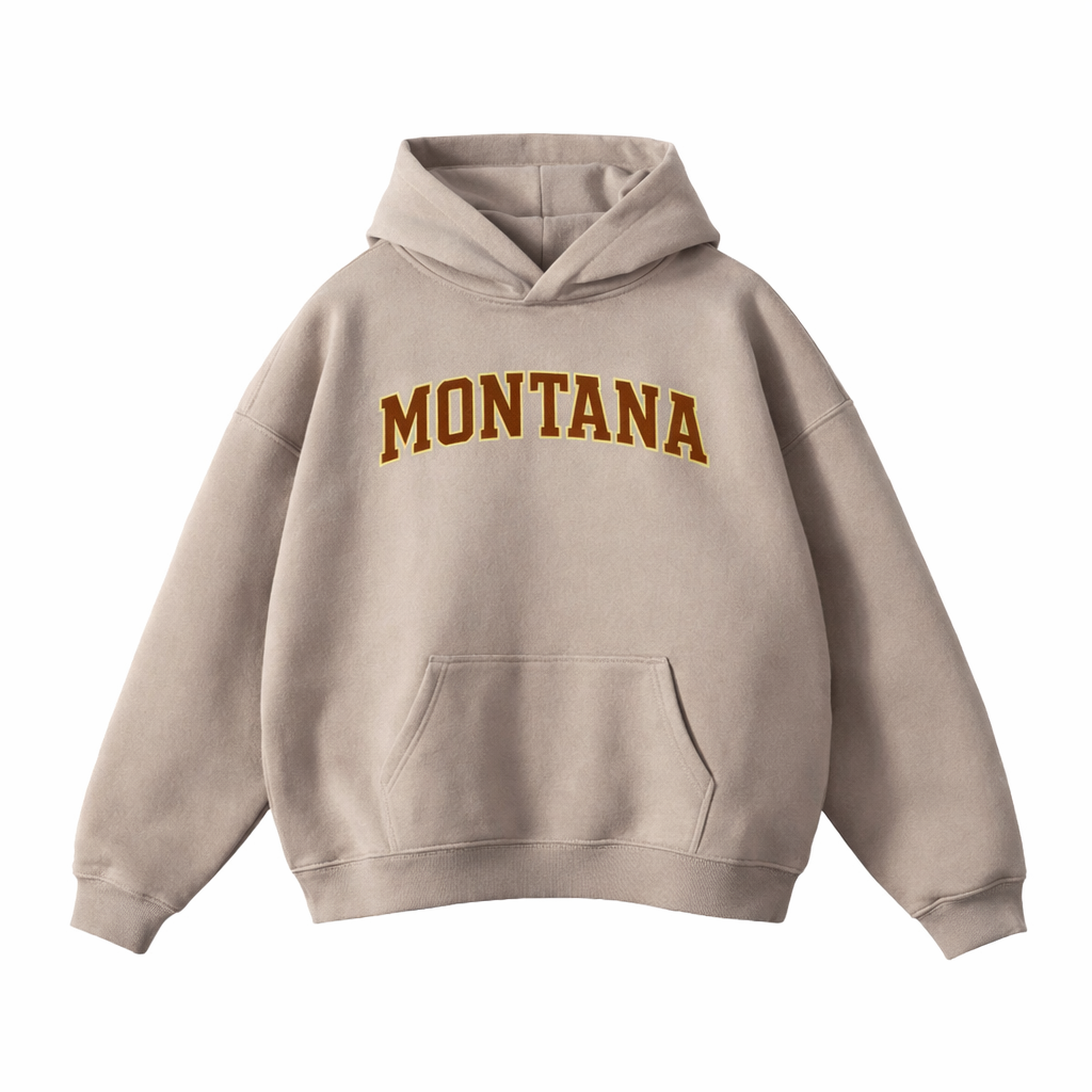 Collection 1 Montana Oversize Fleeced Hoodie - Gray Apricot front