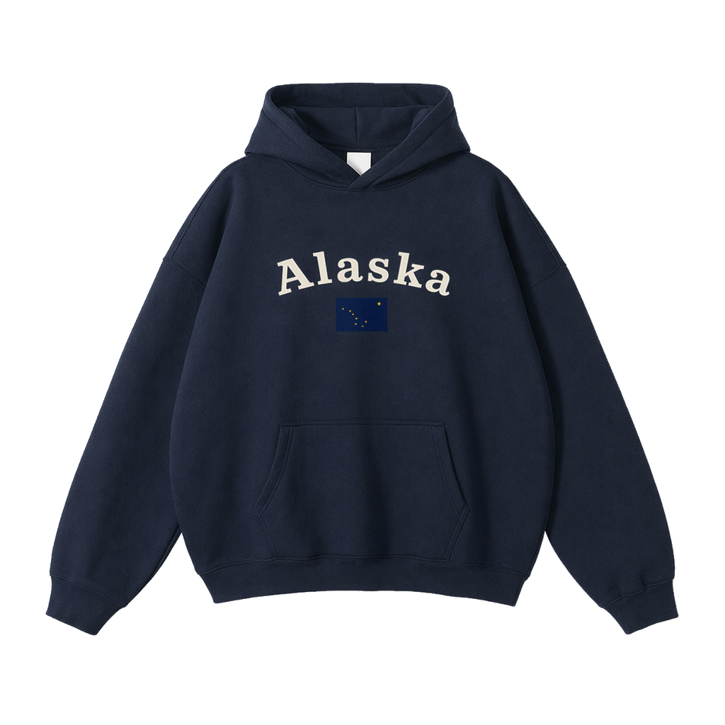 Collection 6 Alaska Oversize Fleeced Hoodie - Navy Blue front