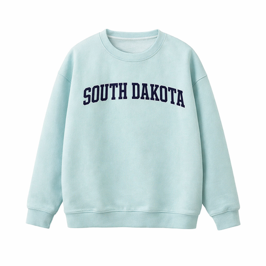 Collection 1 South Dakota Essential Heavyweight Crewneck Sweatshirt - Water Blue front