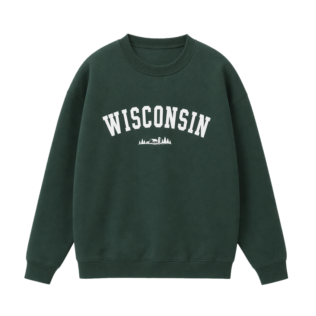 Collection 9 Wisconsin Essential Heavyweight Crewneck Sweatshirt - Dark Green front