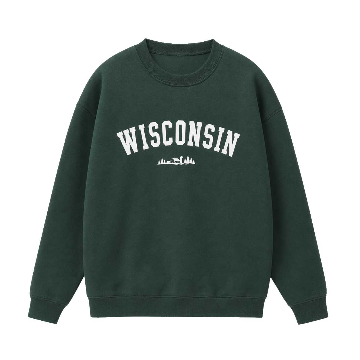 Collection 9 Wisconsin Essential Heavyweight Crewneck Sweatshirt - Dark Green front