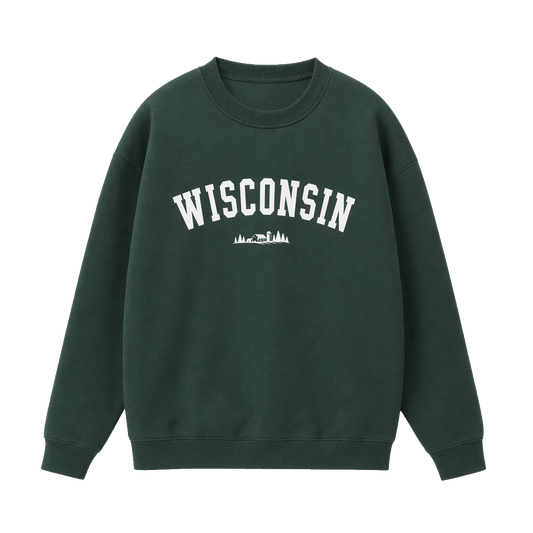 Collection 9 Wisconsin Essential Heavyweight Crewneck Sweatshirt - Dark Green front