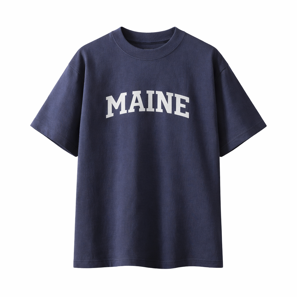 Collection 1 Maine Essential Cotton T-Shirt - Navy Blue front