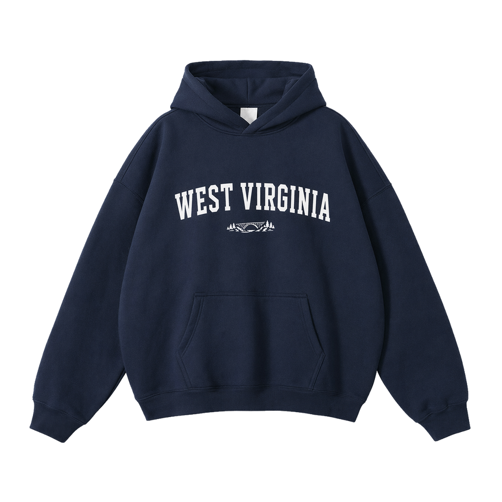 Collection 9 West Virginia Oversize Fleeced Hoodie - Navy Blue front