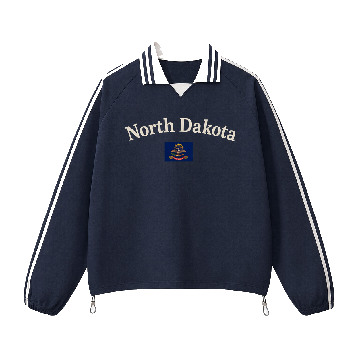 Collection 6 North Dakota Contrast Striped Lapel Collar Sweatshirt - Royal Blue front