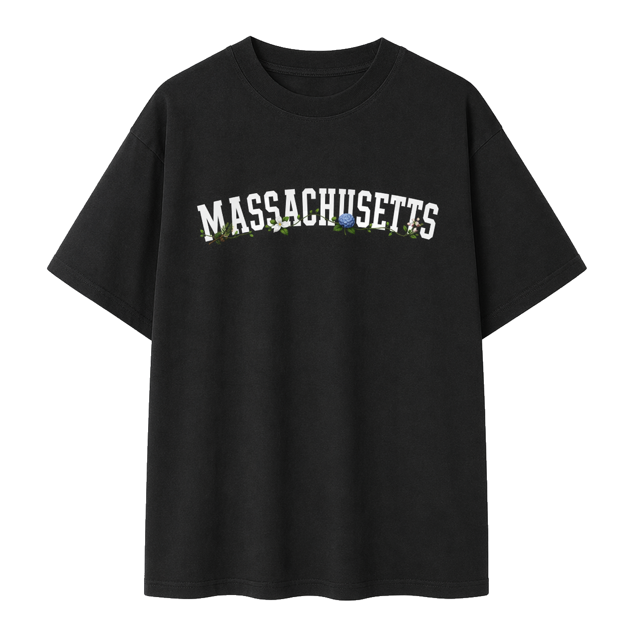 Collection 10 Massachusetts Essential Cotton T-Shirt - Black front
