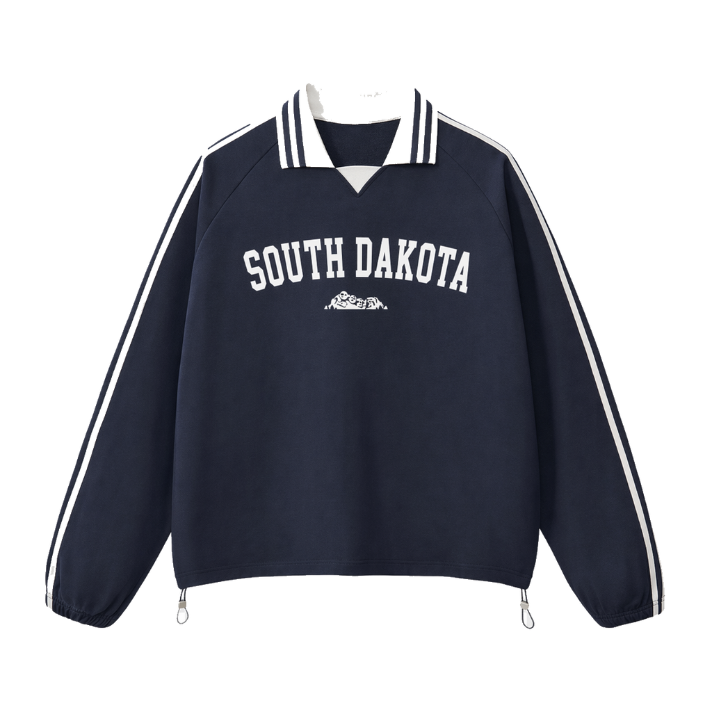 Collection 9 South Dakota Contrast Striped Lapel Collar Sweatshirt - Royal Blue front