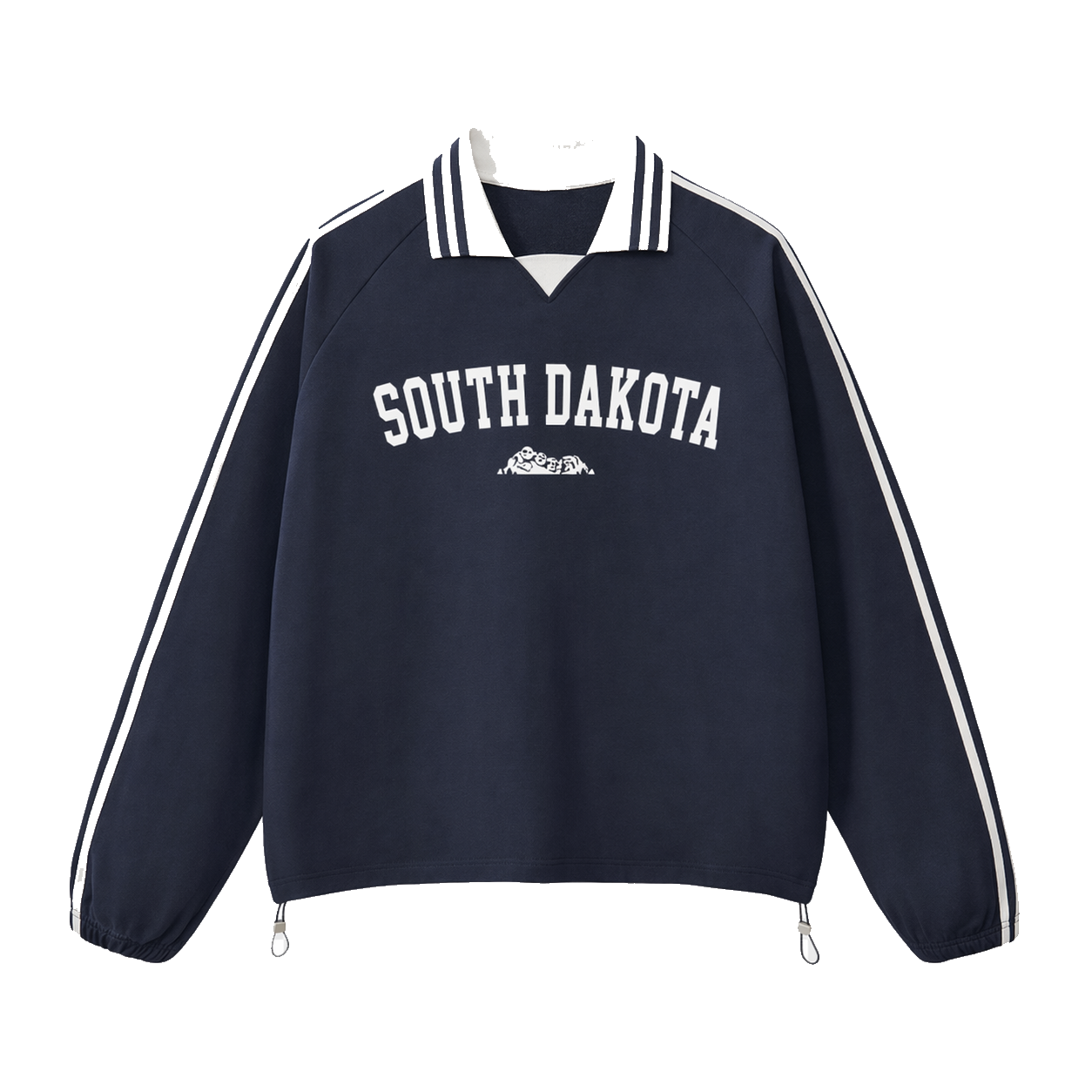 Collection 9 South Dakota Contrast Striped Lapel Collar Sweatshirt - Royal Blue front