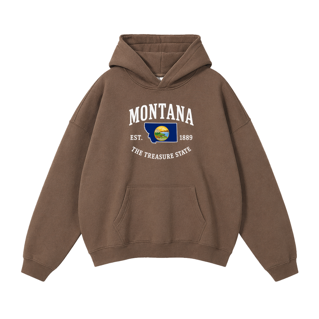 Collection 8 Montana Oversize Fleeced Hoodie - Brown front