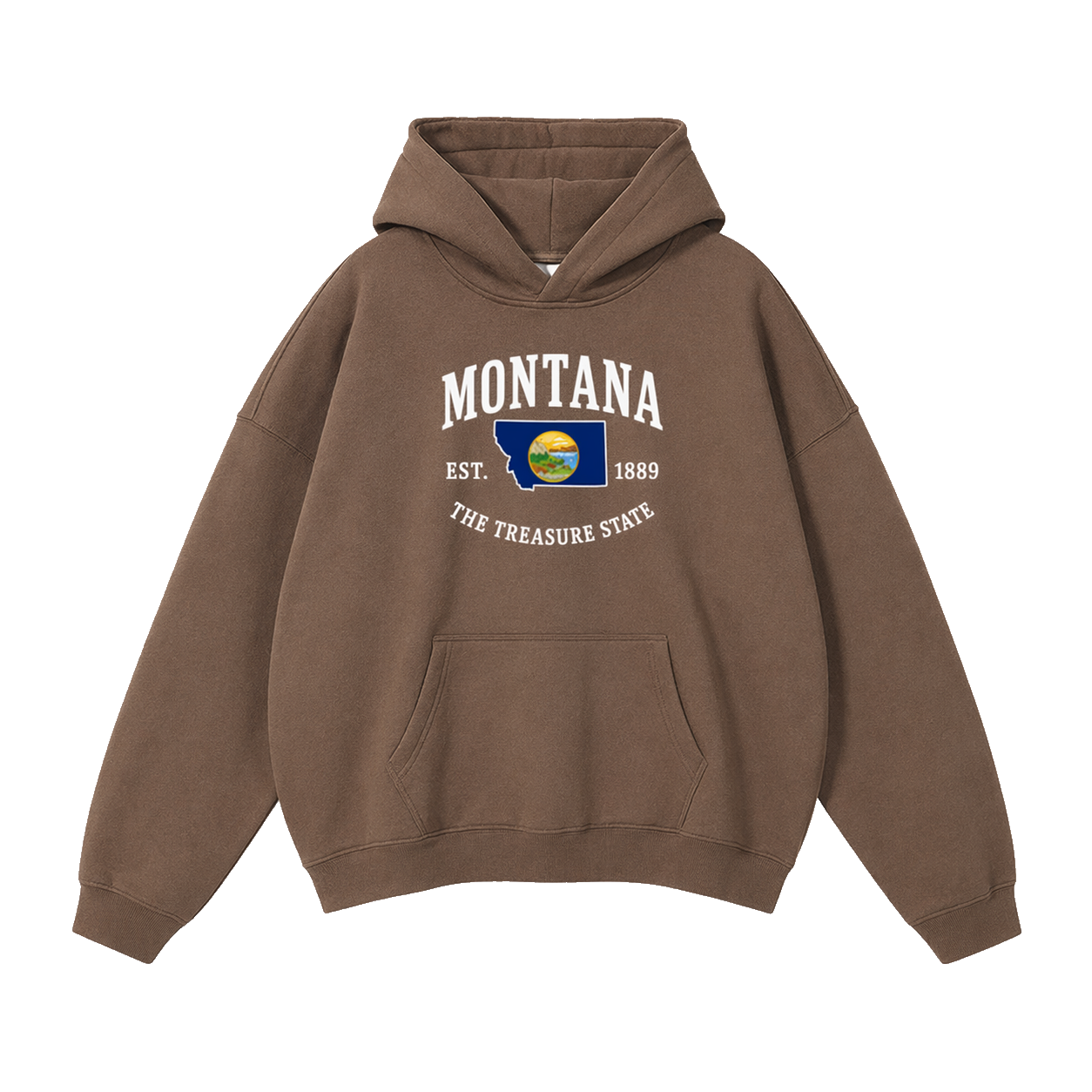 Collection 8 Montana Oversize Fleeced Hoodie - Brown front