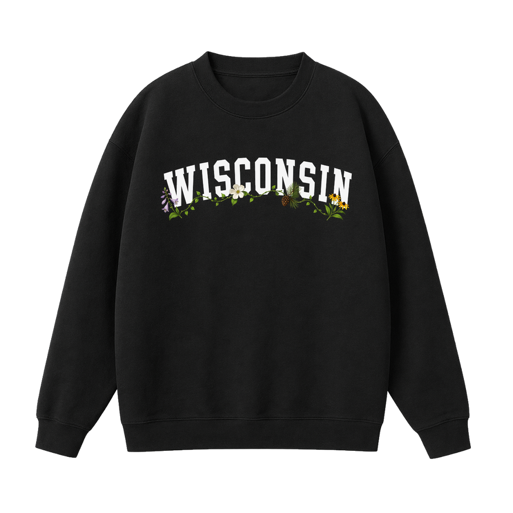 Collection 10 Wisconsin Essential Heavyweight Crewneck Sweatshirt - Black front