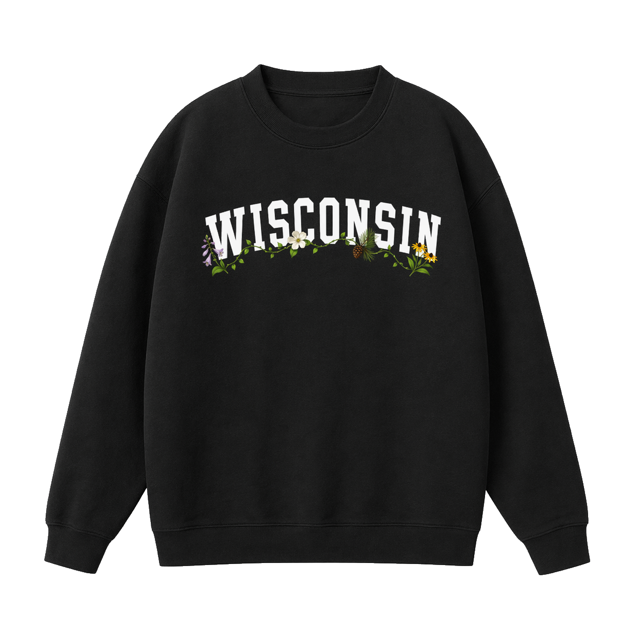 Collection 10 Wisconsin Essential Heavyweight Crewneck Sweatshirt - Black front