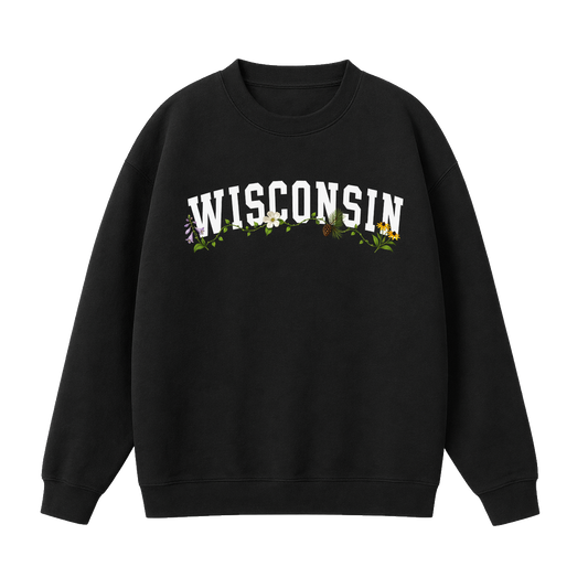 Collection 10 Wisconsin Essential Heavyweight Crewneck Sweatshirt - Black front