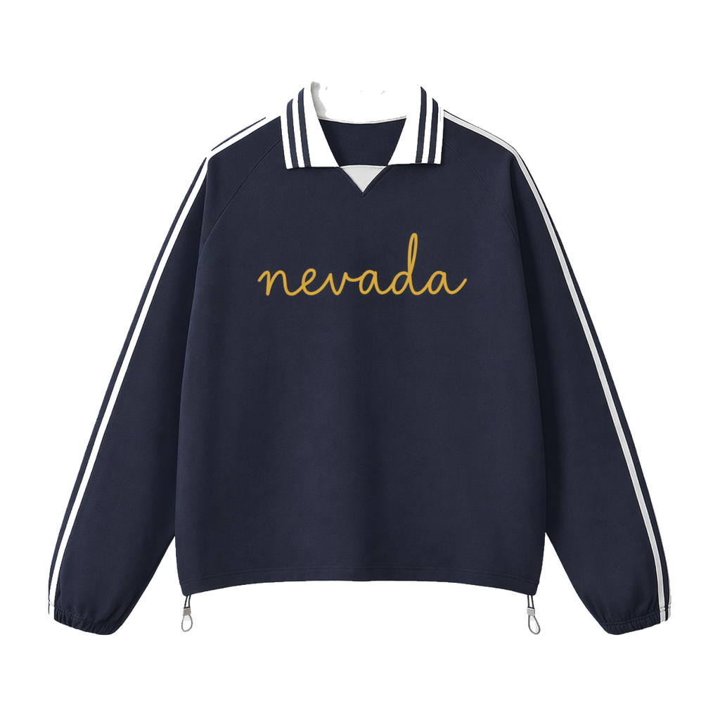 Collection 3 Nevada Contrast Striped Lapel Collar Sweatshirt - Royal Blue front