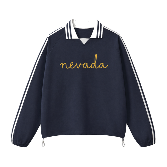 Collection 3 Nevada Contrast Striped Lapel Collar Sweatshirt - Royal Blue front