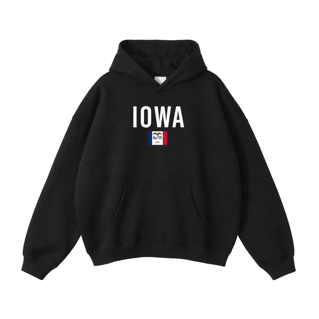 Collection 7 Iowa Oversize Fleeced Hoodie - Black front