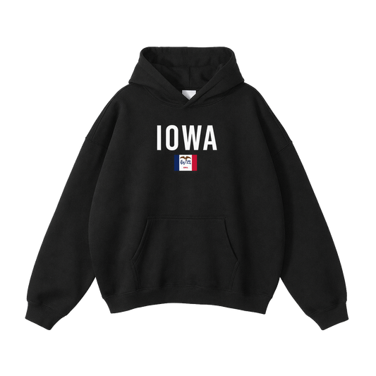 Collection 7 Iowa Oversize Fleeced Hoodie - Black front