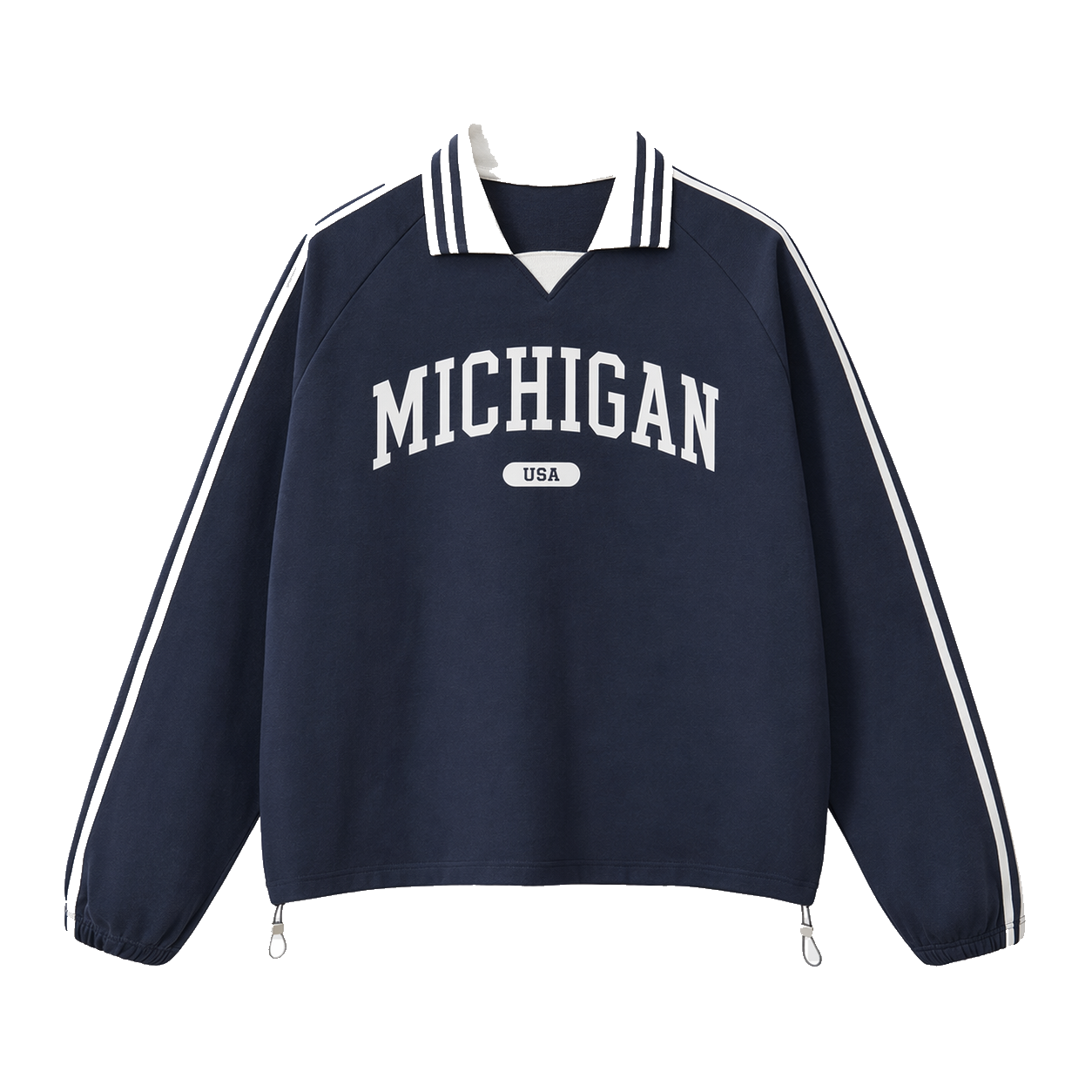 Collection 4 Michigan Contrast Striped Lapel Collar Sweatshirt - Royal Blue front