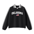 Collection 2 Oklahoma Contrast Striped Lapel Collar Sweatshirt - Black front